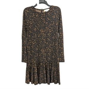Michael Kors Long Sleeve Dress Medium Women MK Stretch knit Brown